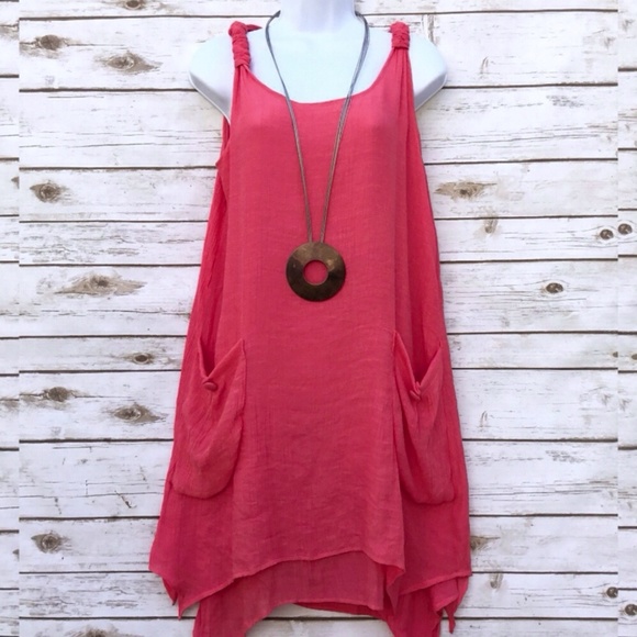 Dresses & Skirts - Layered Sleeveless Sharkbite Lagenlook Cargo Dress